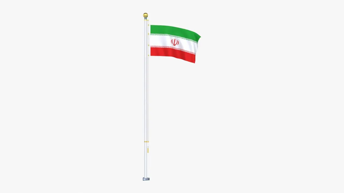 IranFlagStandPoleAnimated 3D model