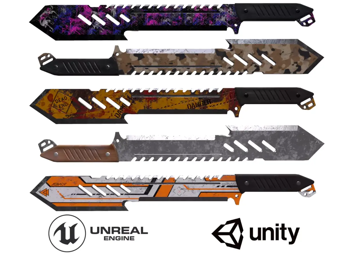 Machete knife Low-poly 3D model order