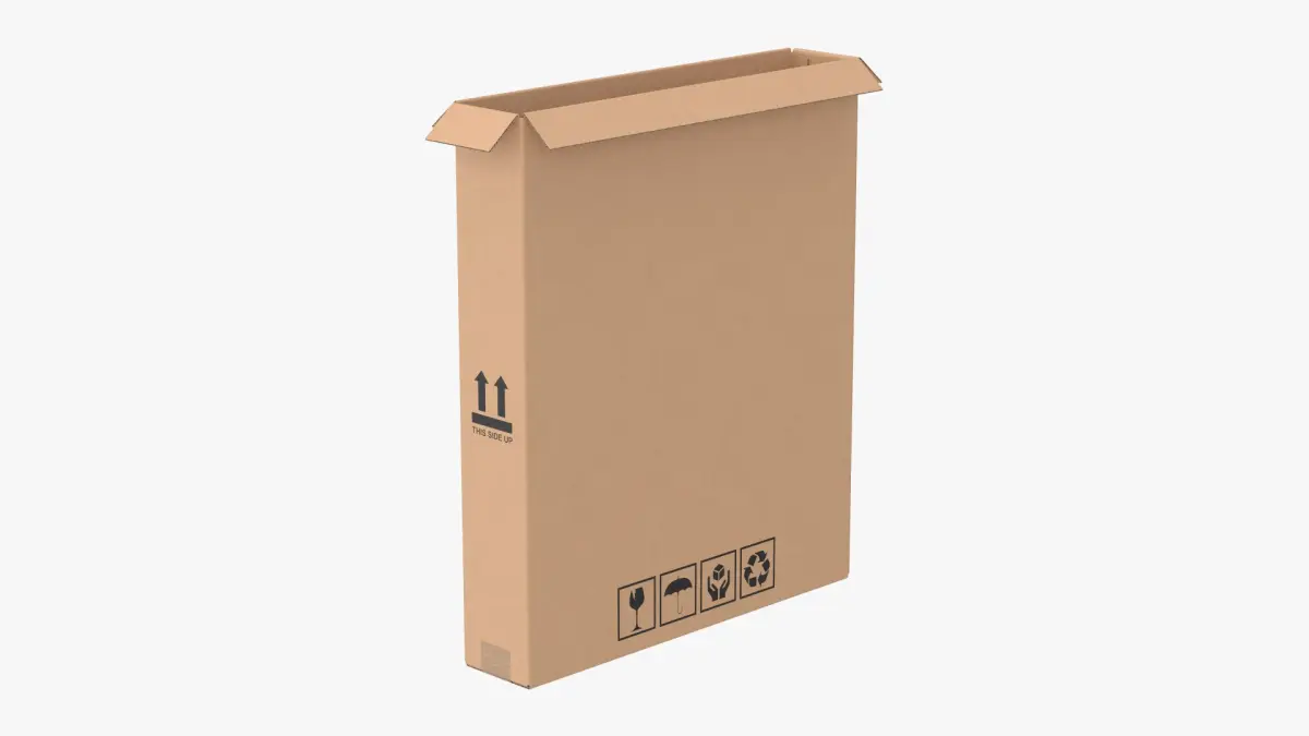 Cardboard Box 50x10x60 Open 3D model
