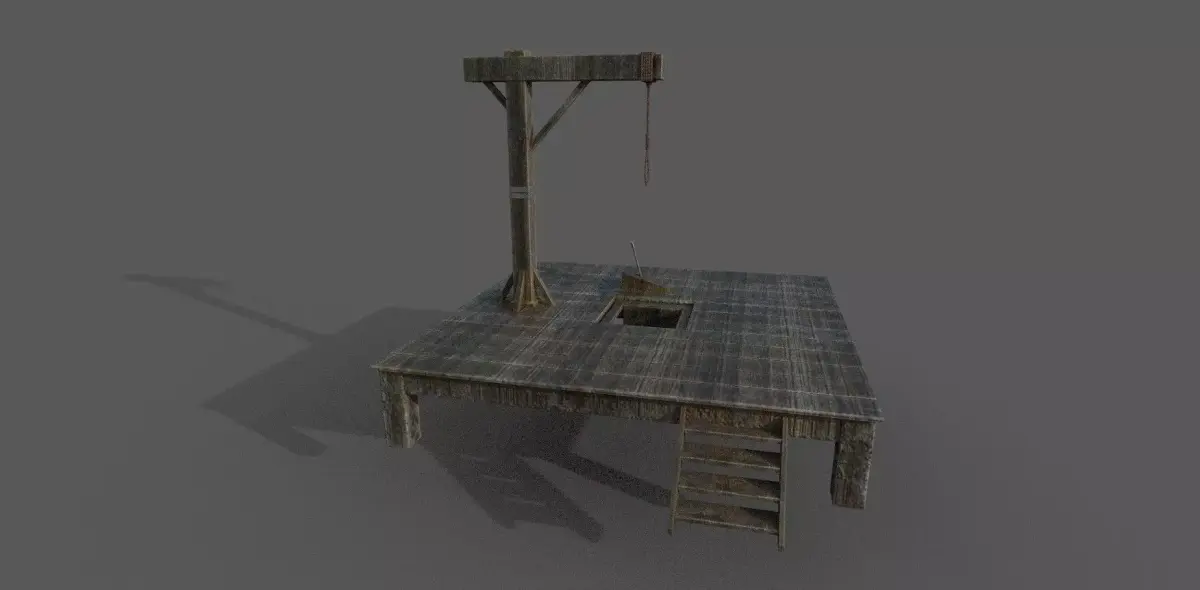 Gallows Low-poly 3D model wooden structure Low-poly 3D model