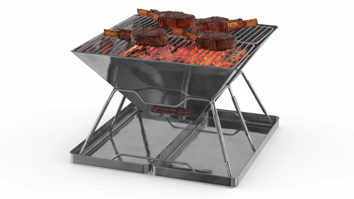 Outdoor Portable Grill with Meat 3D model