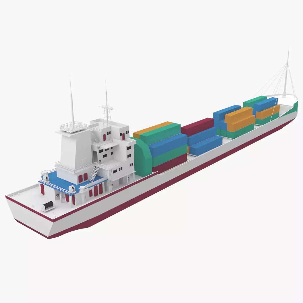ship low poly container Low-poly 3D model