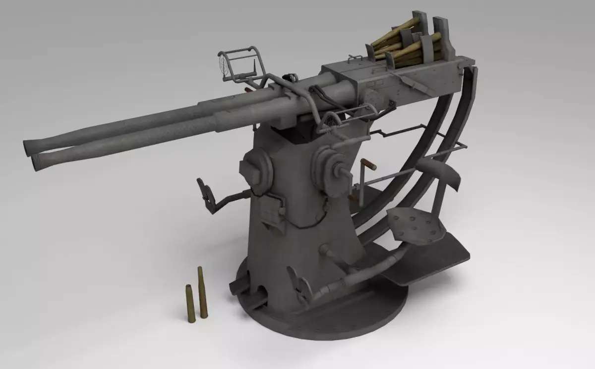 Low poly Anti aircraft gun Low-poly 3D model