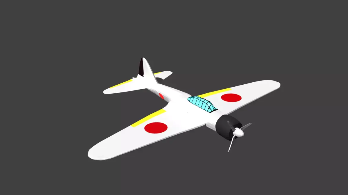 Low Poly A6M2  Zero  Free low-poly 3D model