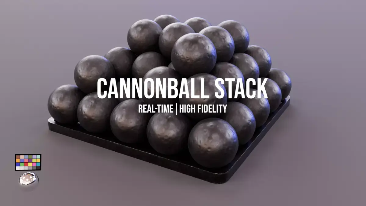 Cannon Ball Stack Low-poly 3D model
