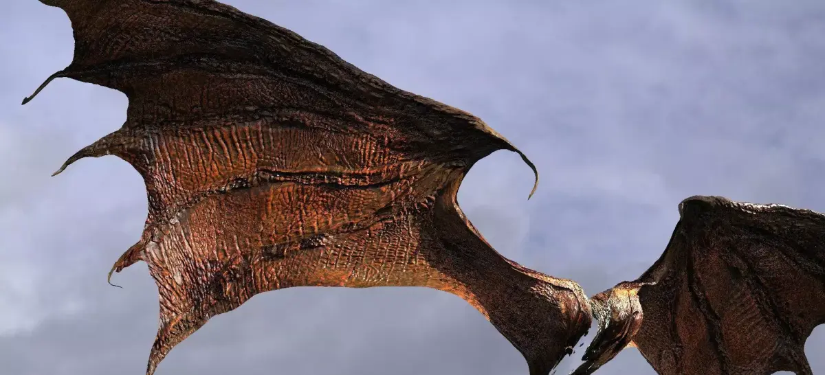 Ancient Jurassic Dragon Wings 2 wider 3D model