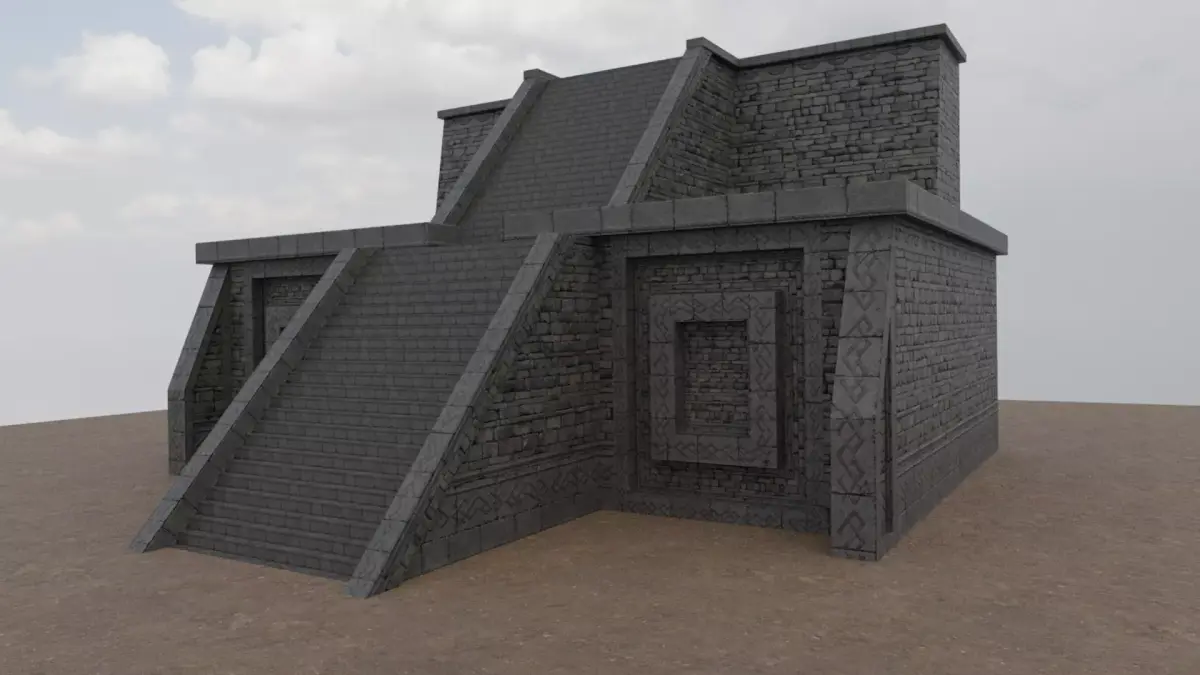 Mayan Temple Low-poly 3D model 2