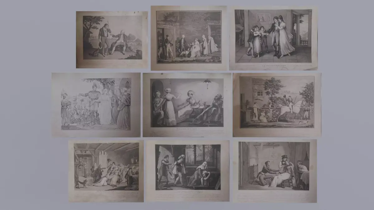 Antique Engravings Low-poly 3D model