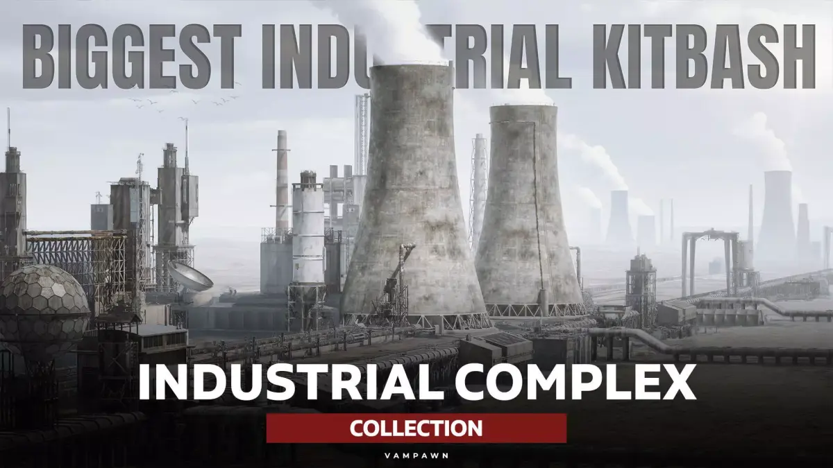 Industrial Complex Kitbash Huge Collection Low-poly 3D model