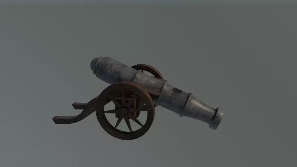 cannon 3d model on wheels Free low-poly 3D model