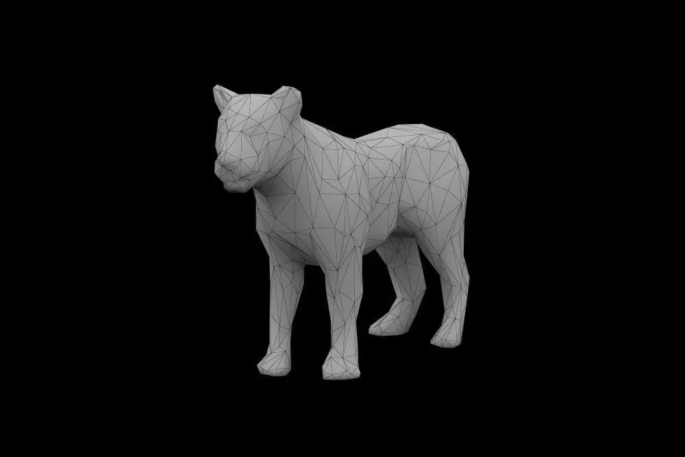 Low Poly Lion polygonal tiger Low-poly 3D model