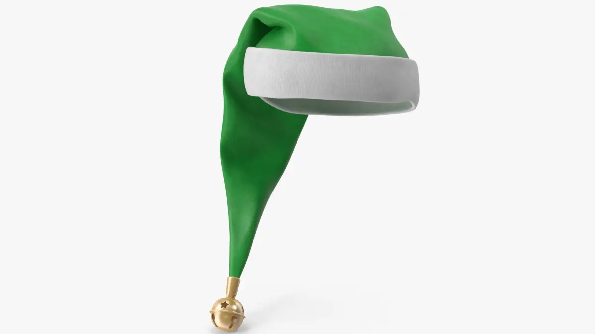 Christmas Hat Green with Bell 2 v2 3D model