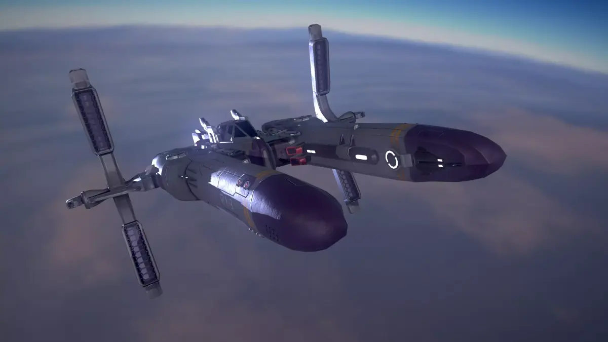 spaceship flying in sky Low-poly 3D model