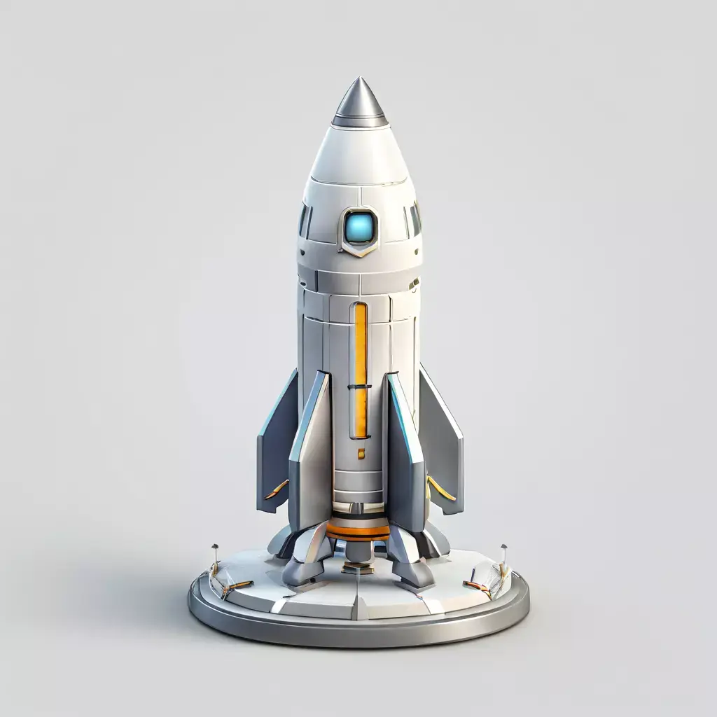 SciFi Rocket Ready for Launch Low-poly 3D model
