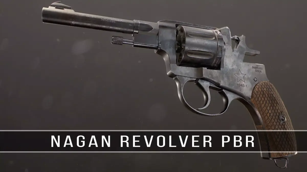 Soviet Russian Revolver Nagant PBR Low-poly 3D model