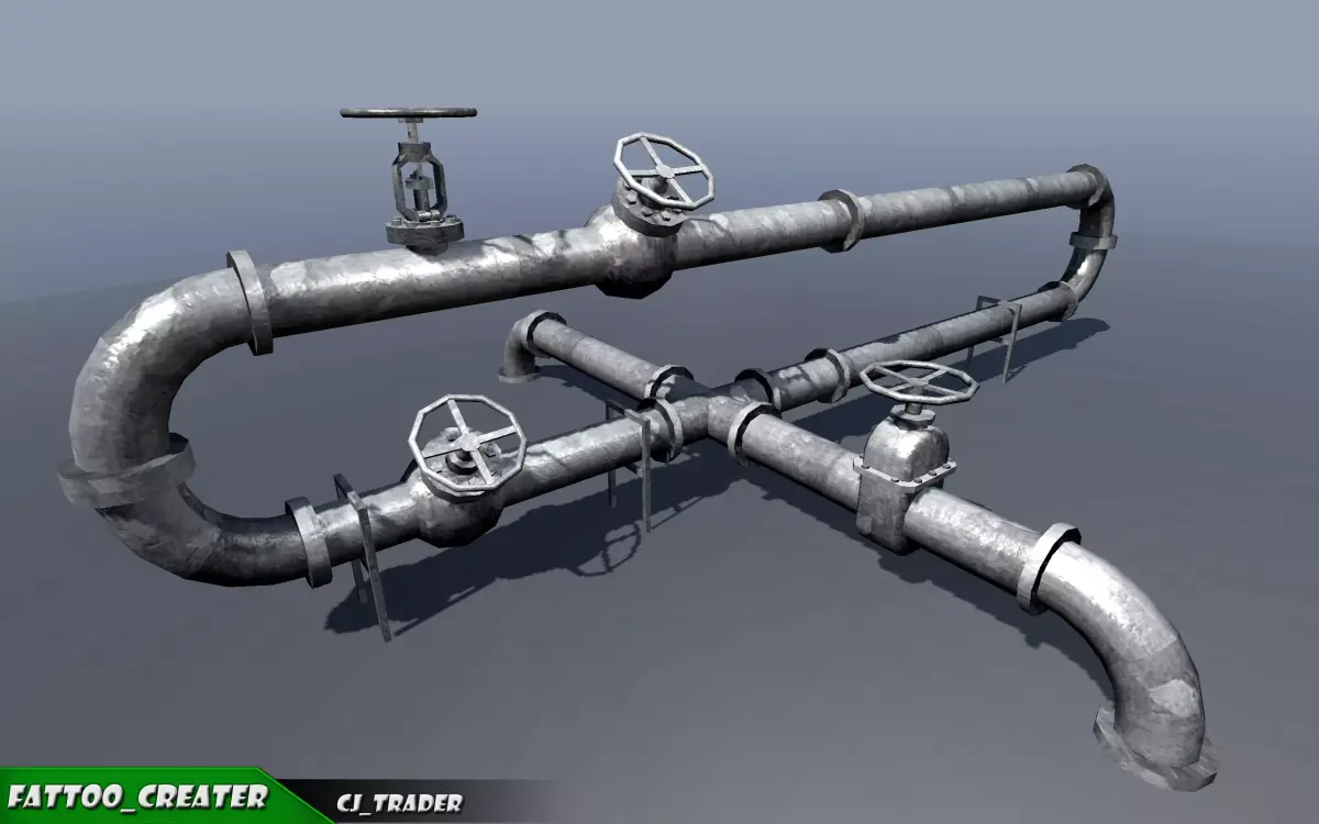 Industrial Ceiling Pipe Low-poly 3D Model Low-poly 3D model