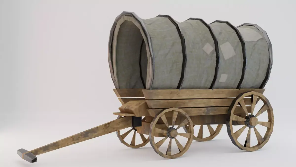 Wagon wooden covered Low-poly 3D model purchase