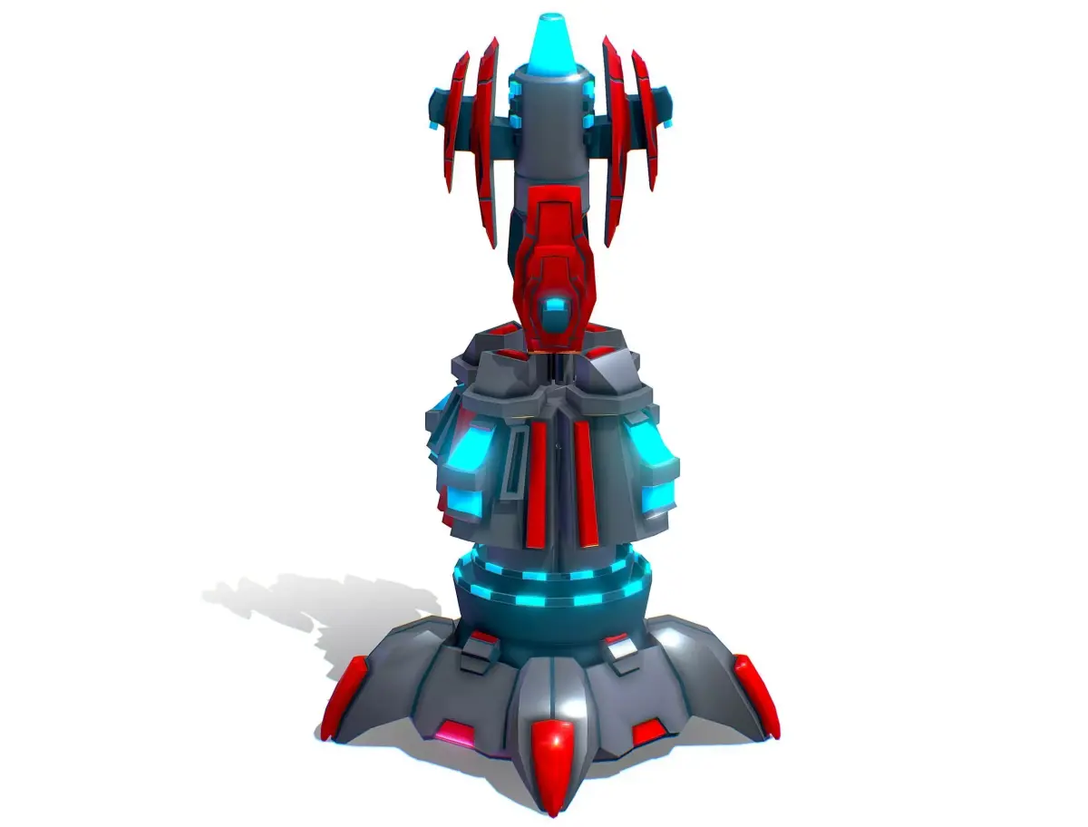 Robotic Automatic Laser Cannon Low-poly 3D model