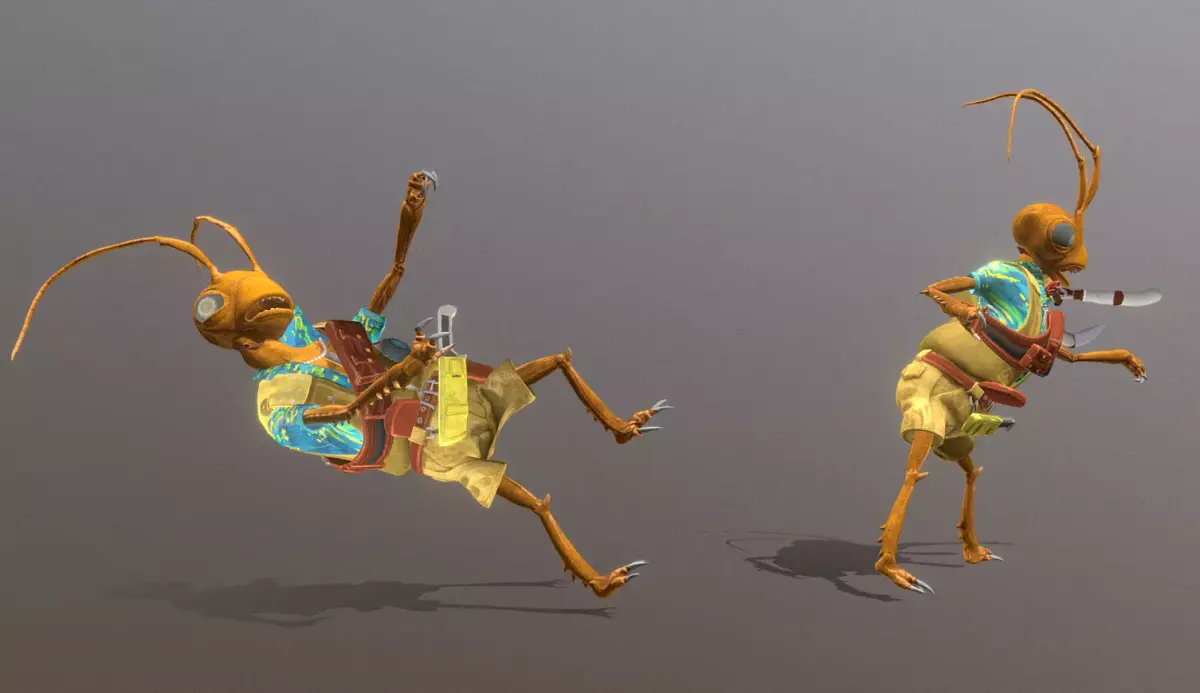 Brown Ants Shots Kill By Knife Fbx  Png 3D model