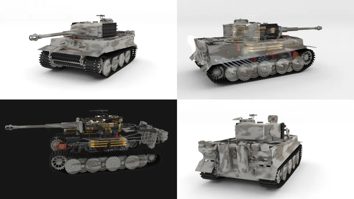 Panzer Tiger Tank Late 1944 v3 with interior 3D model