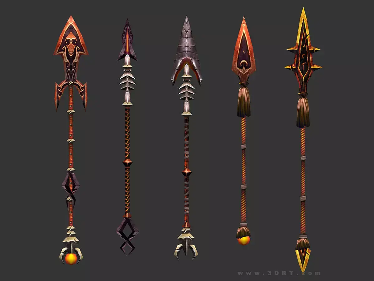 3DRT - fantasy arms Spears Low-poly 3D model