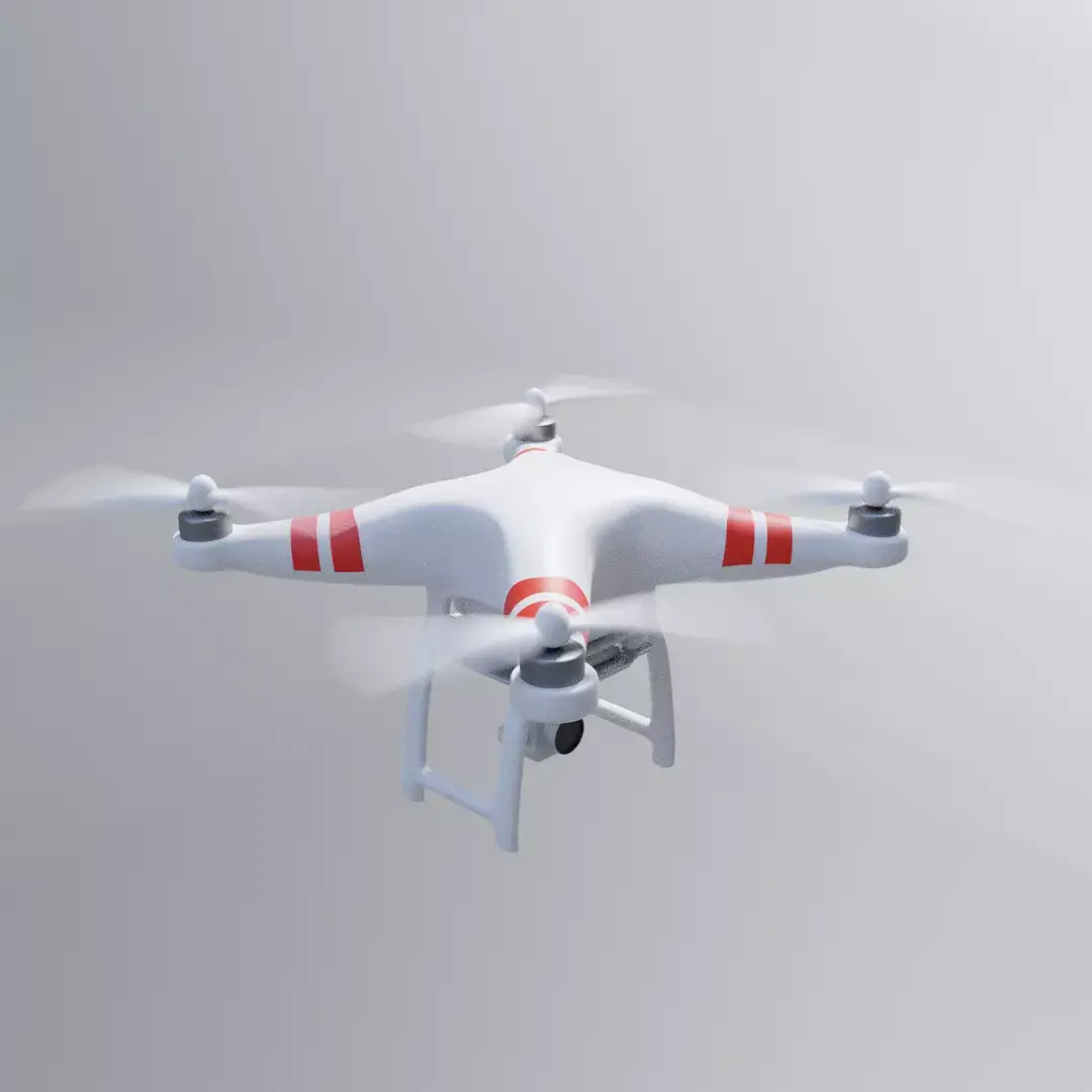 Semi Realistic Low poly White Drone Low-poly 3D model