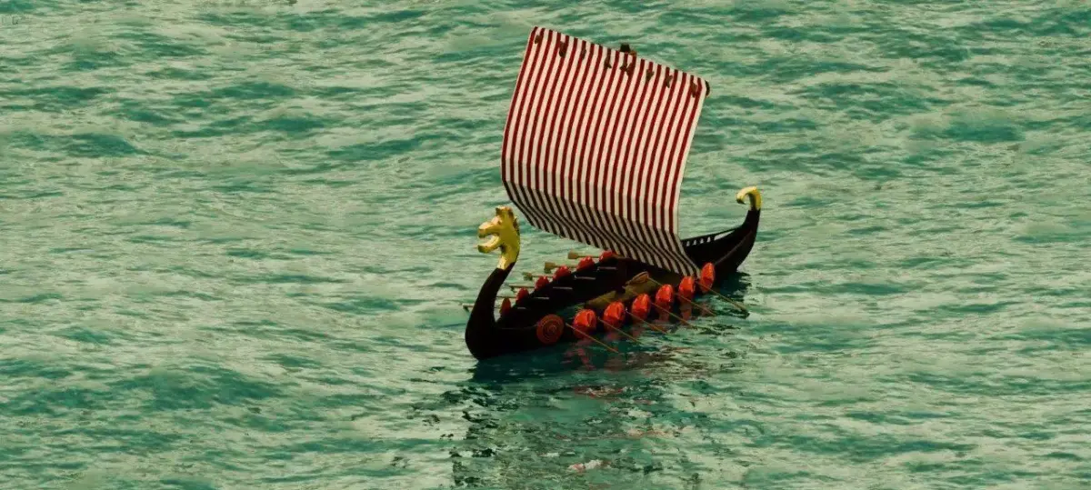 Realistic Viking Ship with Animated Sail  3D model