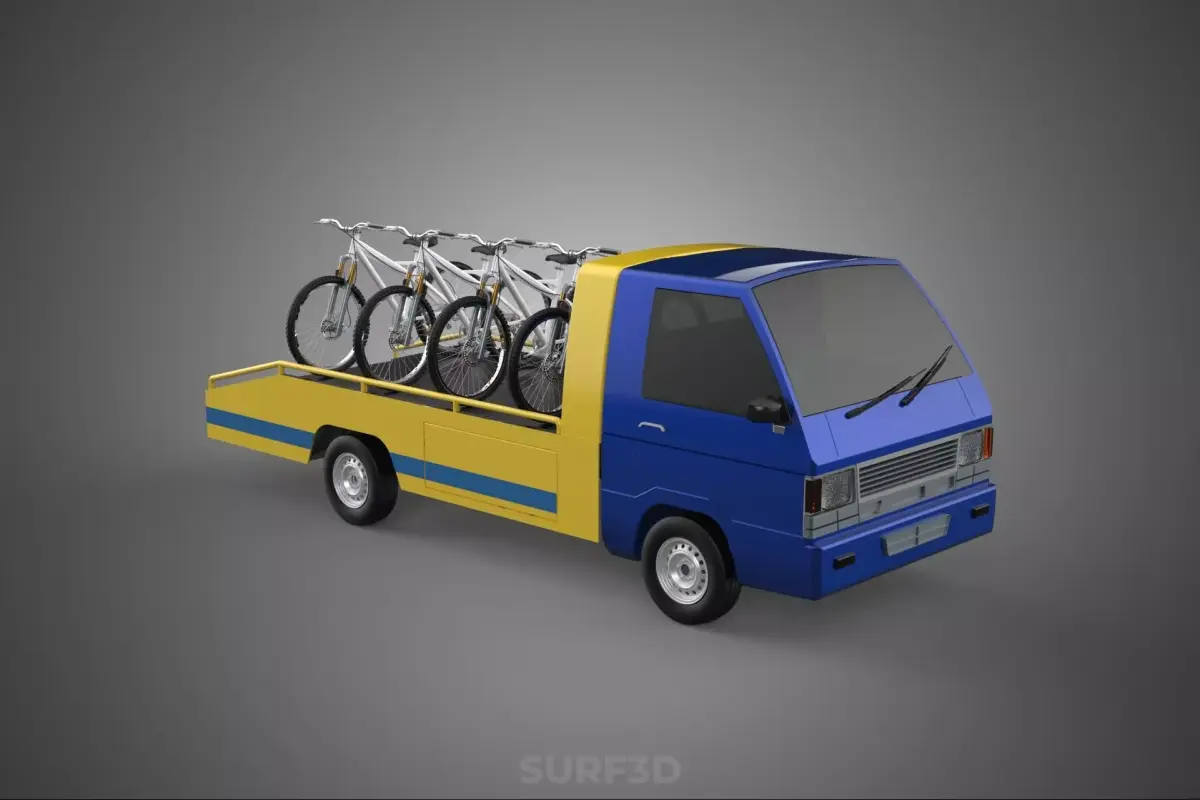 BICYCLE MOUNTAIN BIKE MTB TRAIL TOW TRUCK FLATBED TOWING PICK UP 3D model