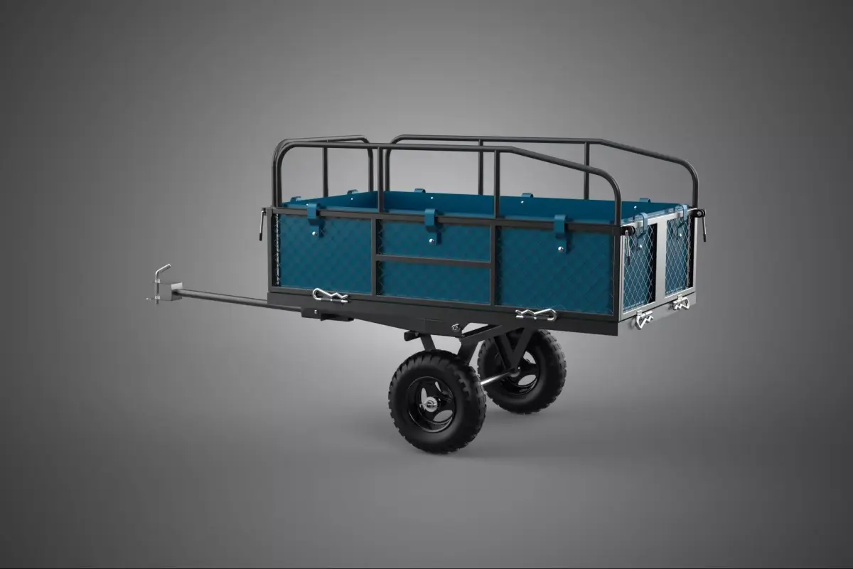 FENCE DRAY TRAILER CART TOW GARDEN TRACTOR SAFETY RAILINGS HITCH 3D model