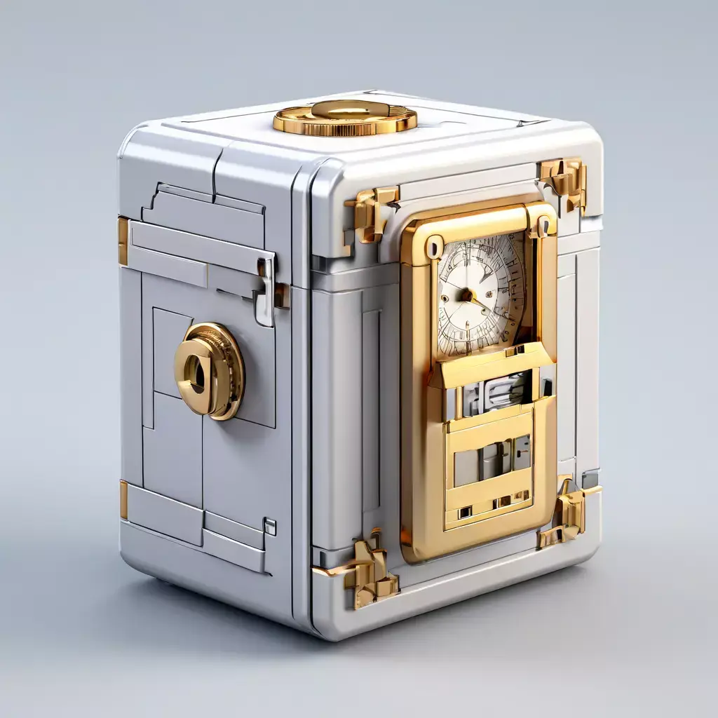 SciFi Safe Box with Clock Low-poly 3D model