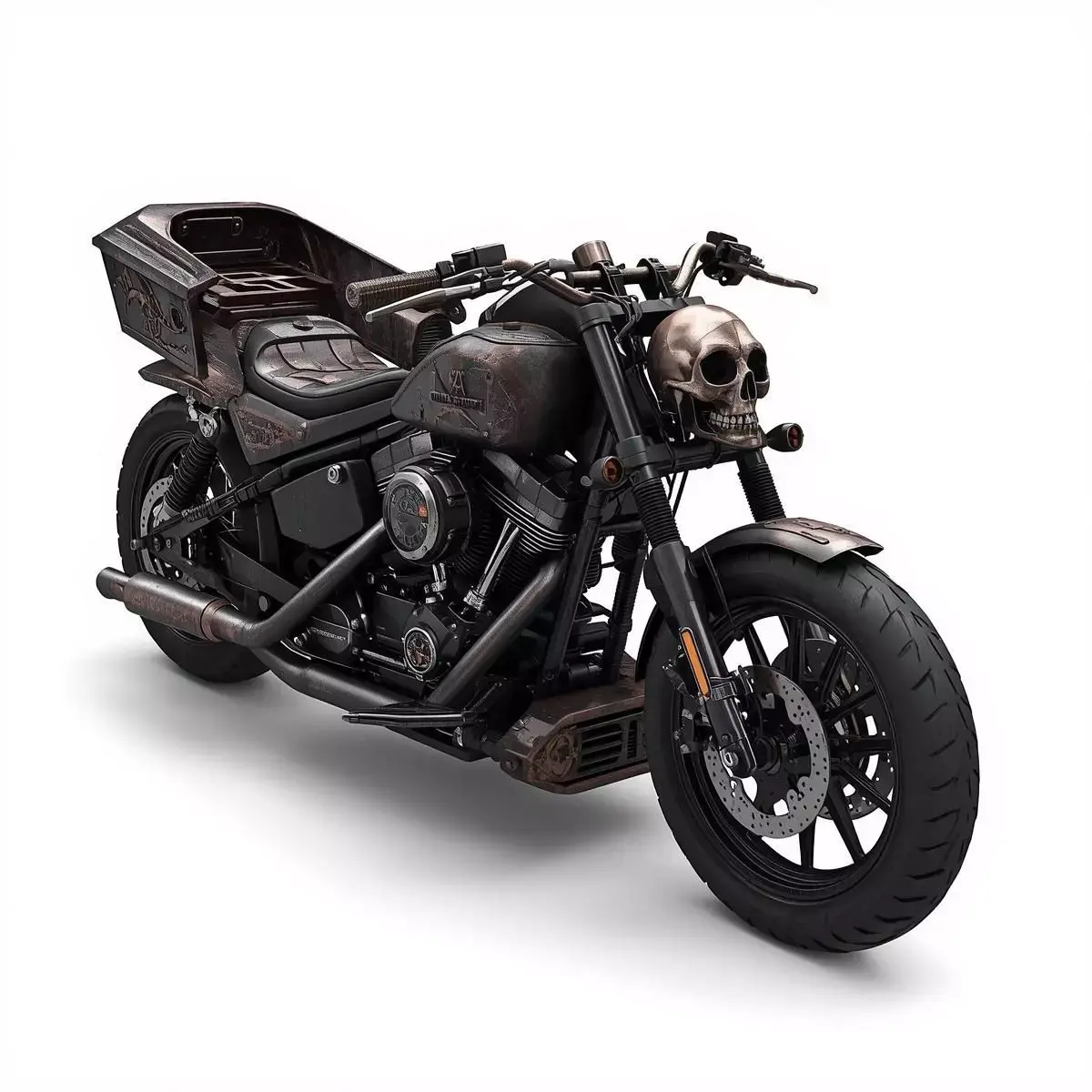 Demon-Possessed Skull Chopper 3D Model Low-poly 3D model