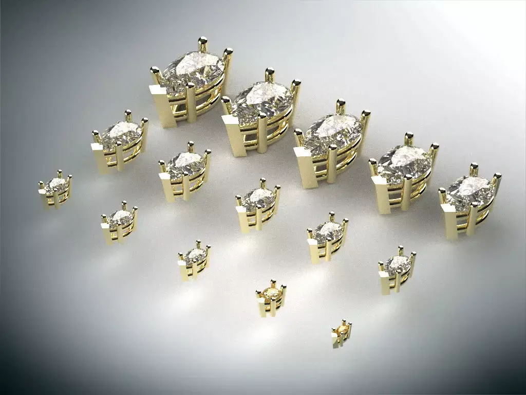 Head - bezel  Pear 2 stone 15 part S00005 3D print model