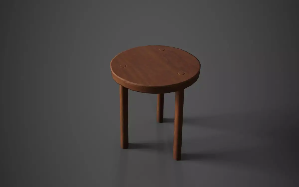 Simple Medieval Stool  Low-poly 3D model