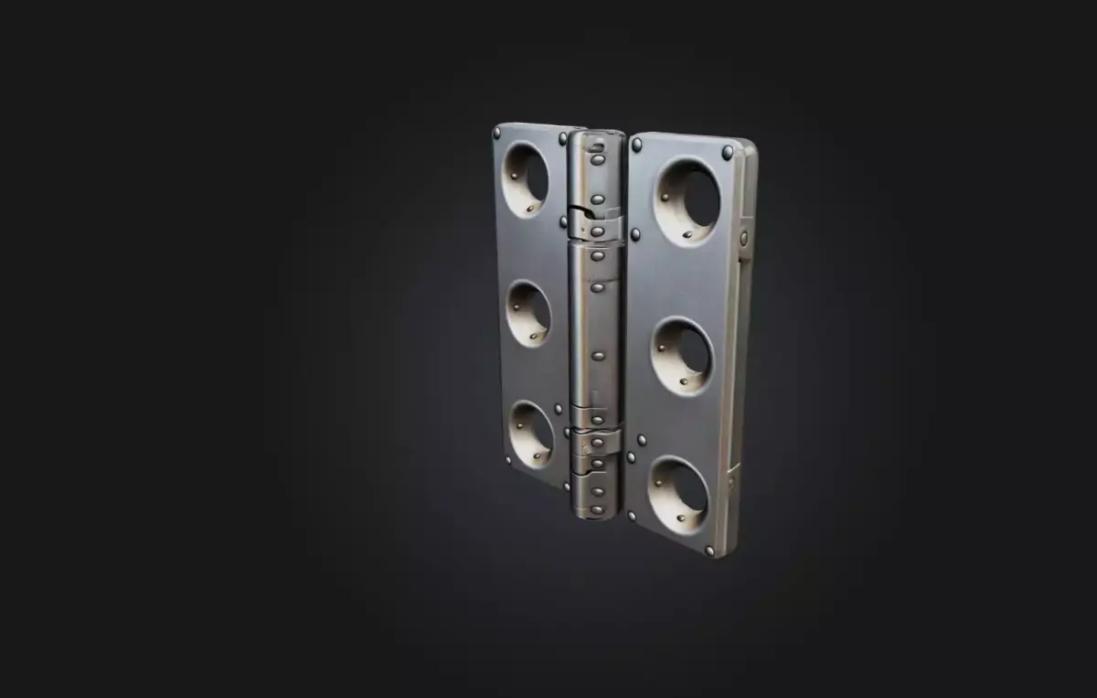 Realistic Metal Door Hinge Low-poly 3D model