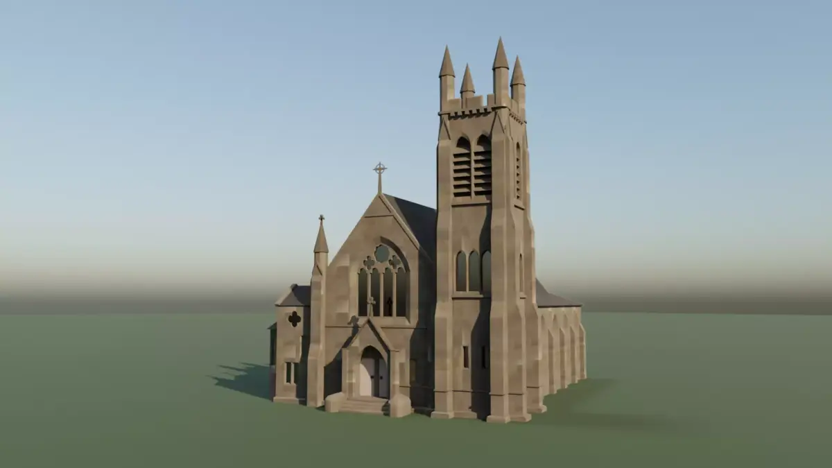Scottish Church - Game Ready Free low-poly 3D model