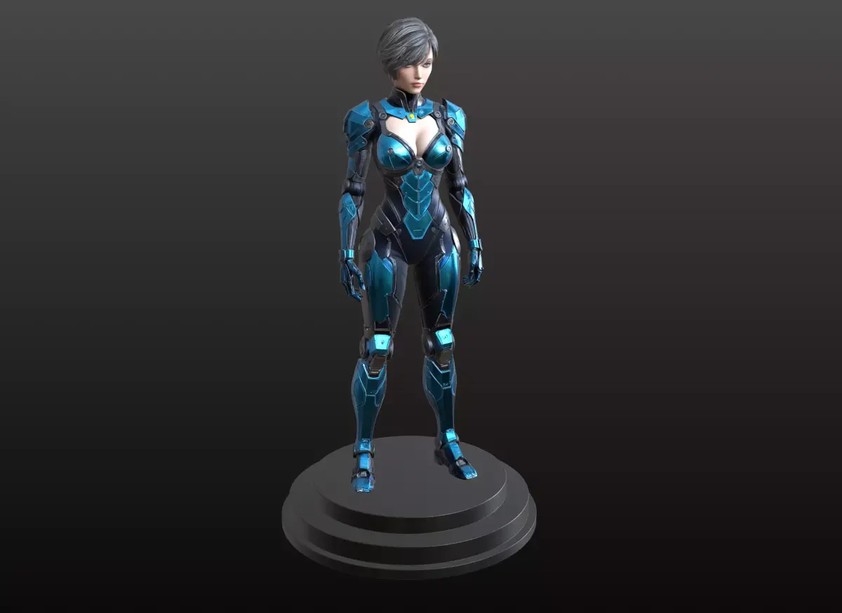 Cybernetic Girl STL Futuristic Robotic Female 3D print model