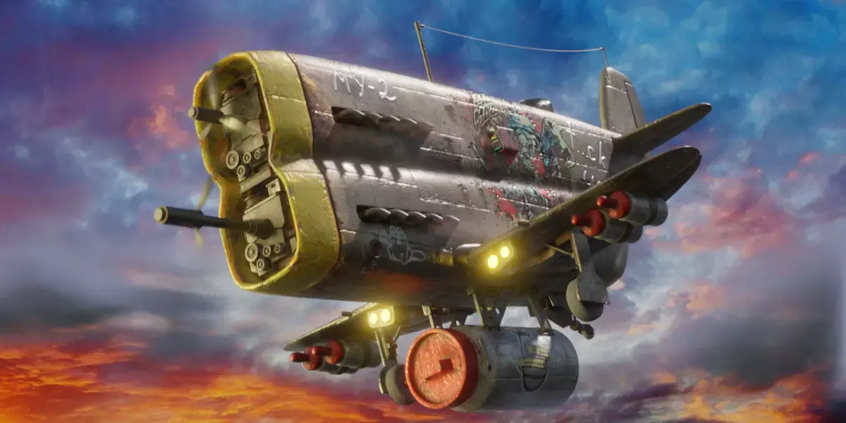 Stylized realistic metal airplane Low-poly 3D model