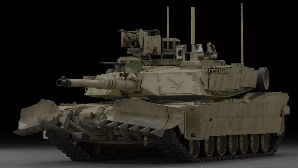 Tank M1A2 SEP2 With Mine Trawl 3D Model 3D model