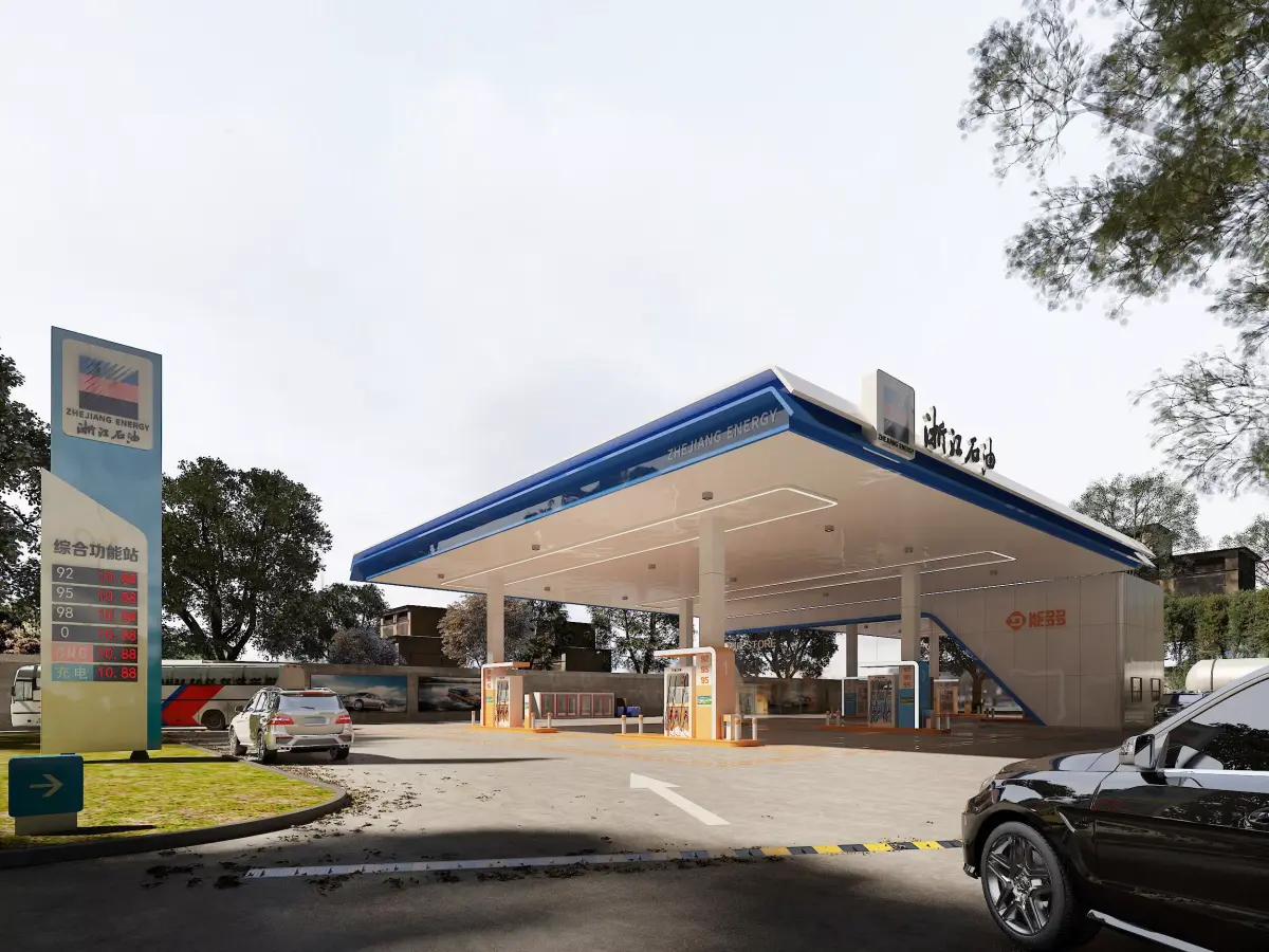 gas station low-poly Low-poly 3D model