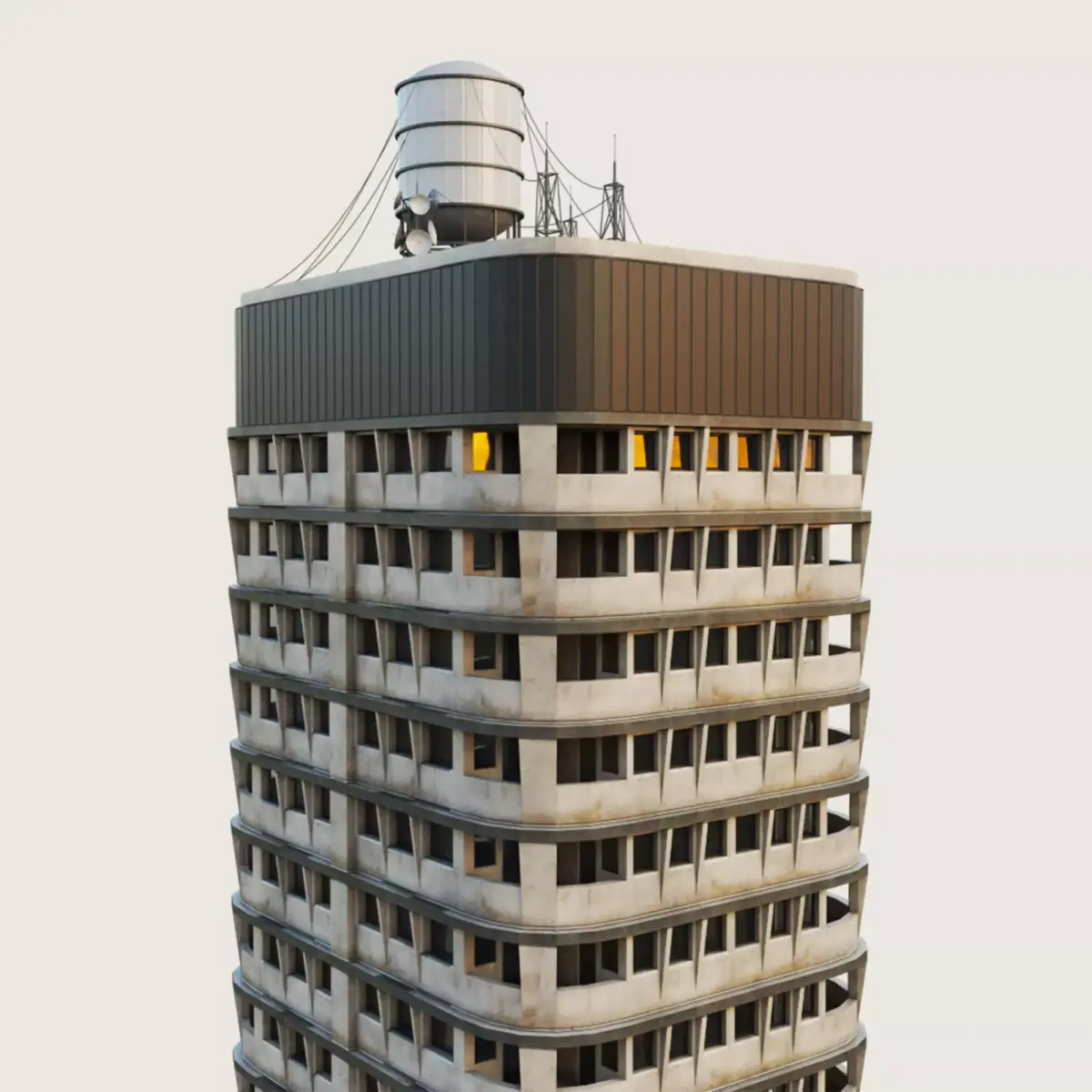 Building Skyscraper City Town Downtown Office Space Work Street Low-poly 3D model buy