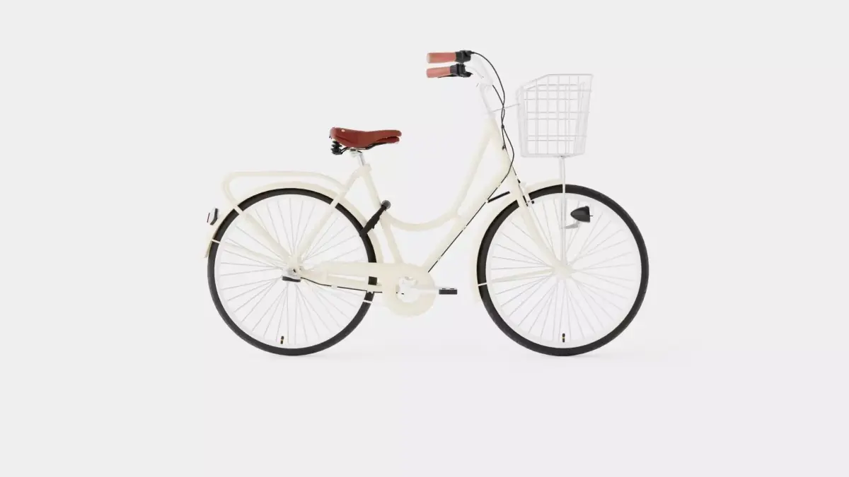 Cream Bicycle Low-poly 3D model