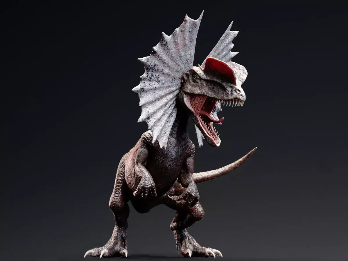 Dinosaur Dilophosaurus Low-poly 3D model