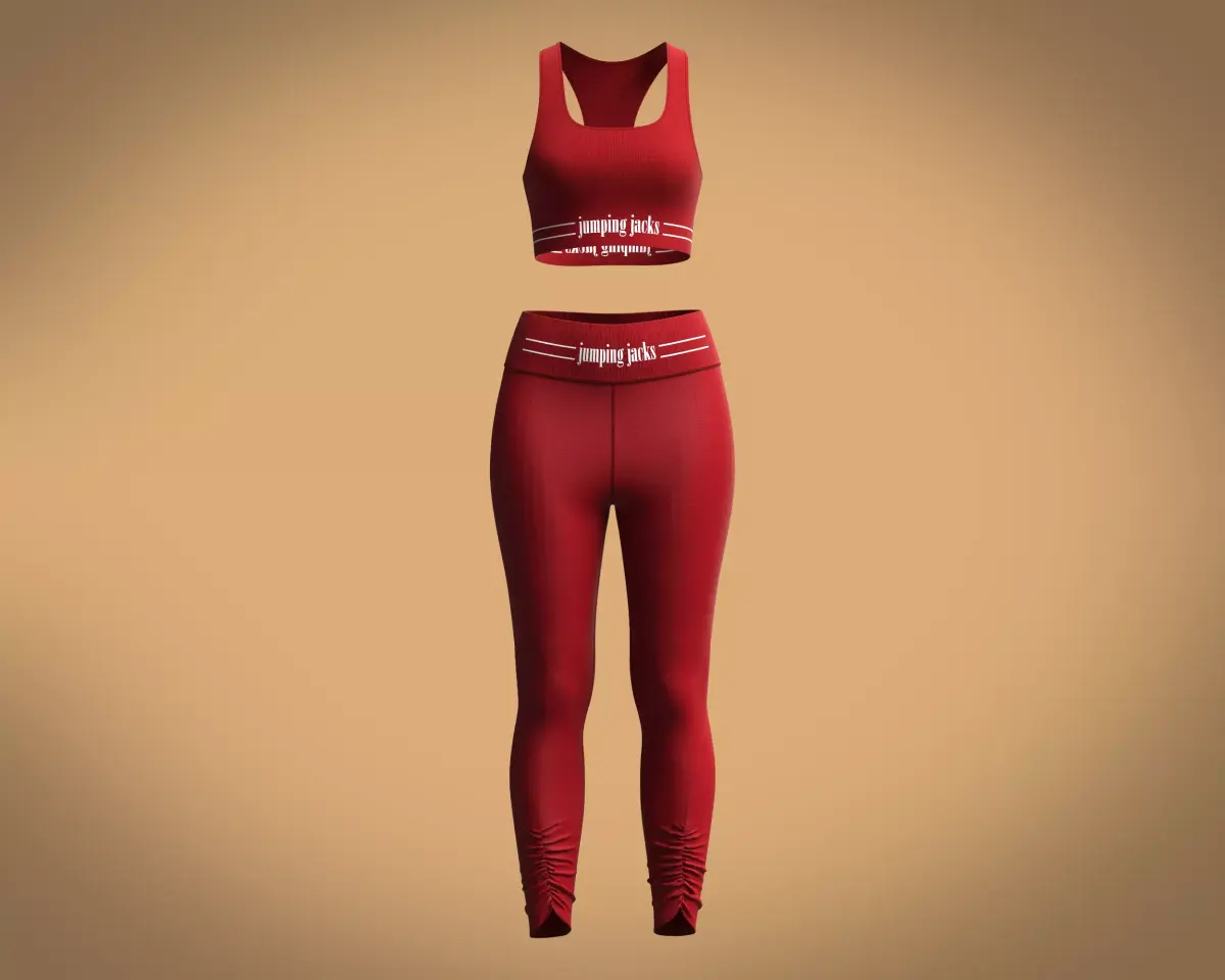 Ladies Ribbed gym tank top with leggings 3D model