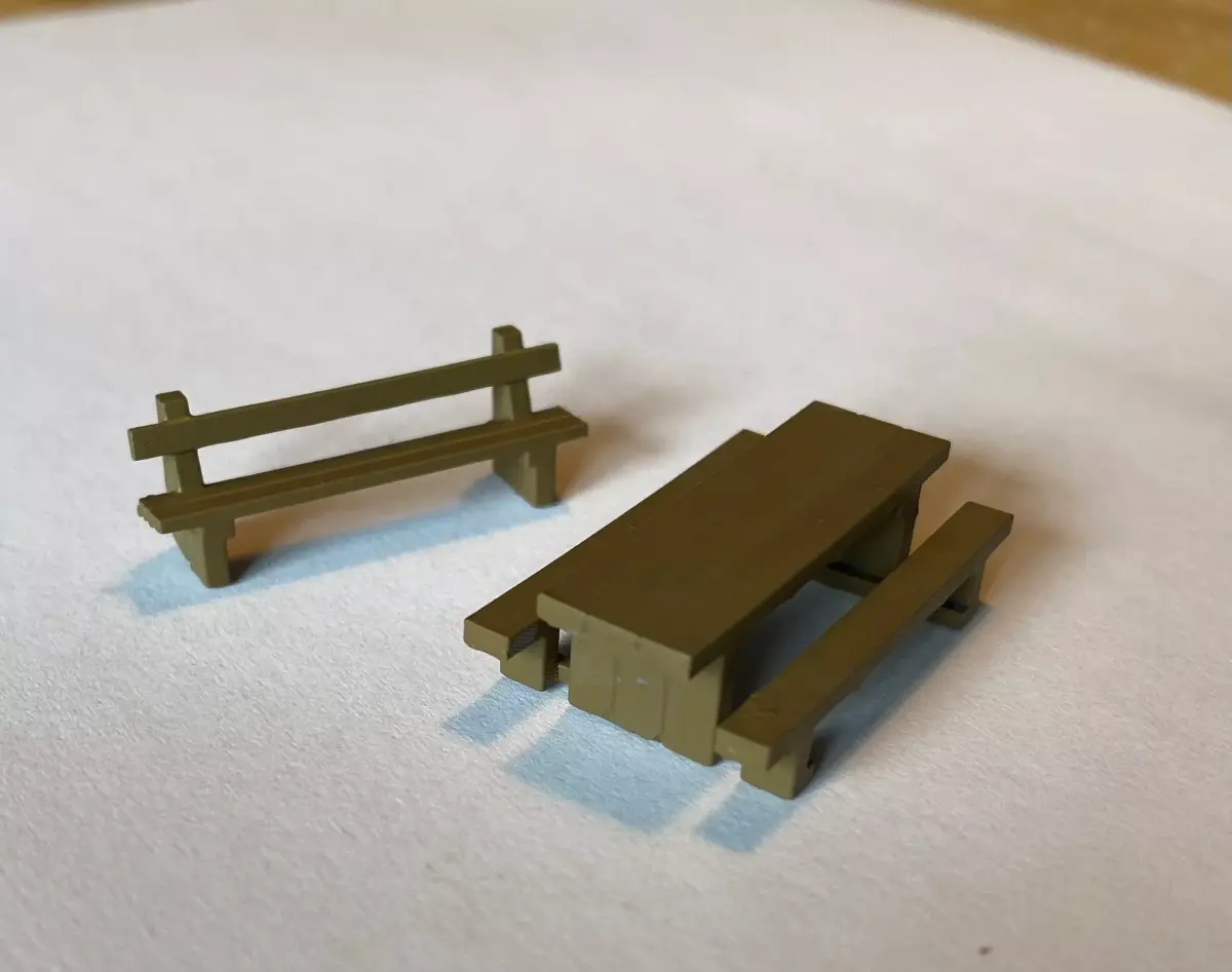 Model Railway Sleeper Picnic Table and Bench 3D print model