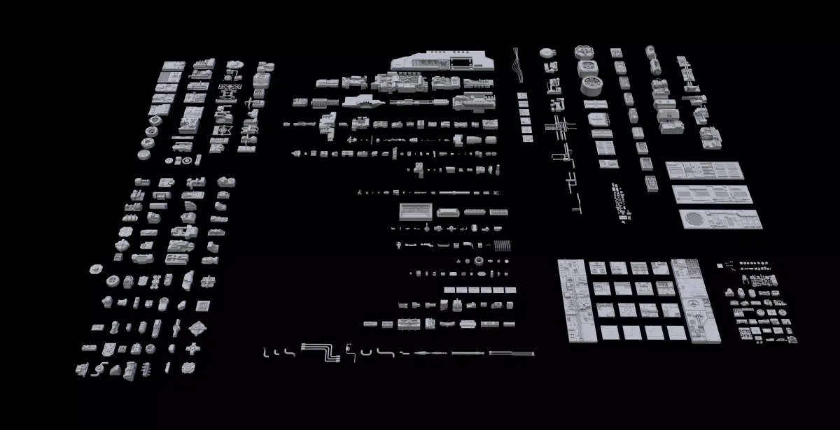 Scifi Greeble Kitbash 3D model