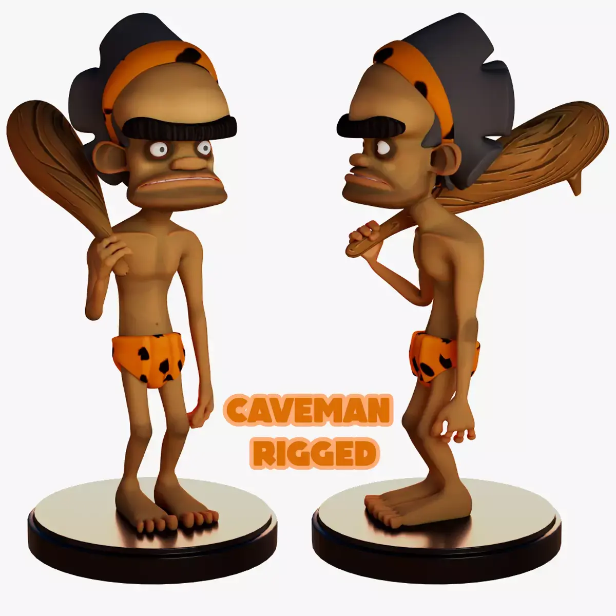 Cartoon Caveman Low-poly 3D model