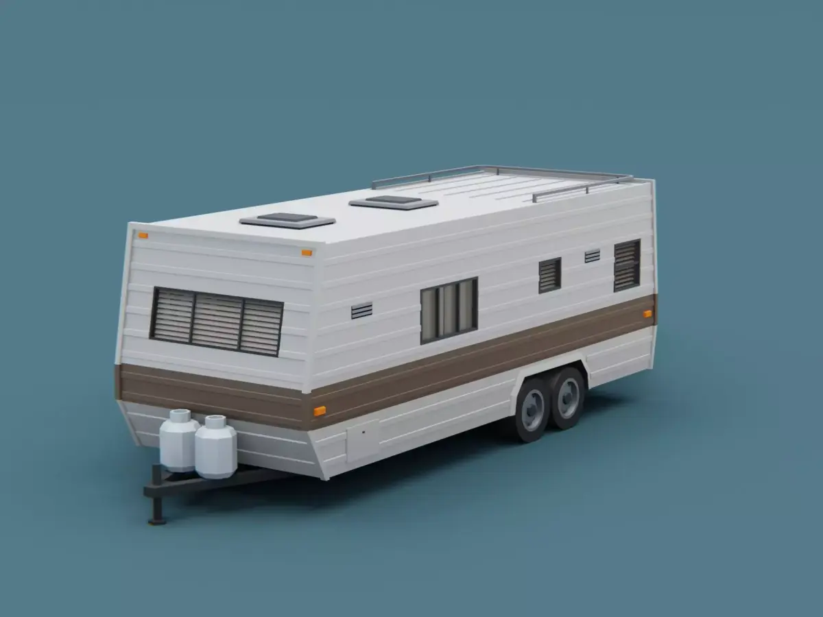 Big Camper Trailer Classic Stylized Low-poly 3D model