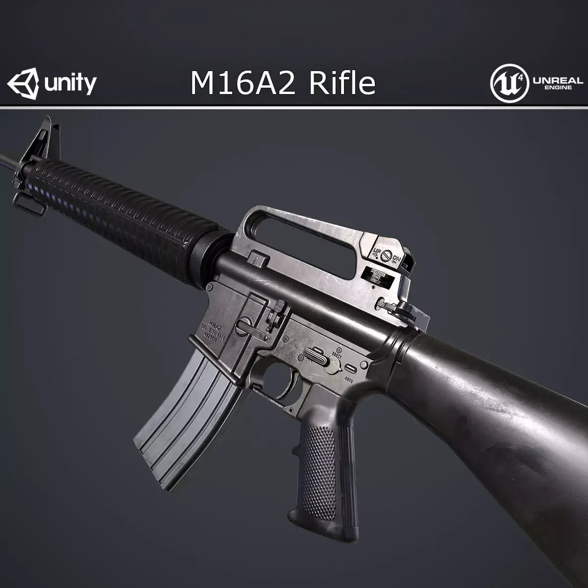 M16A2 Rifle Low-poly 3D model