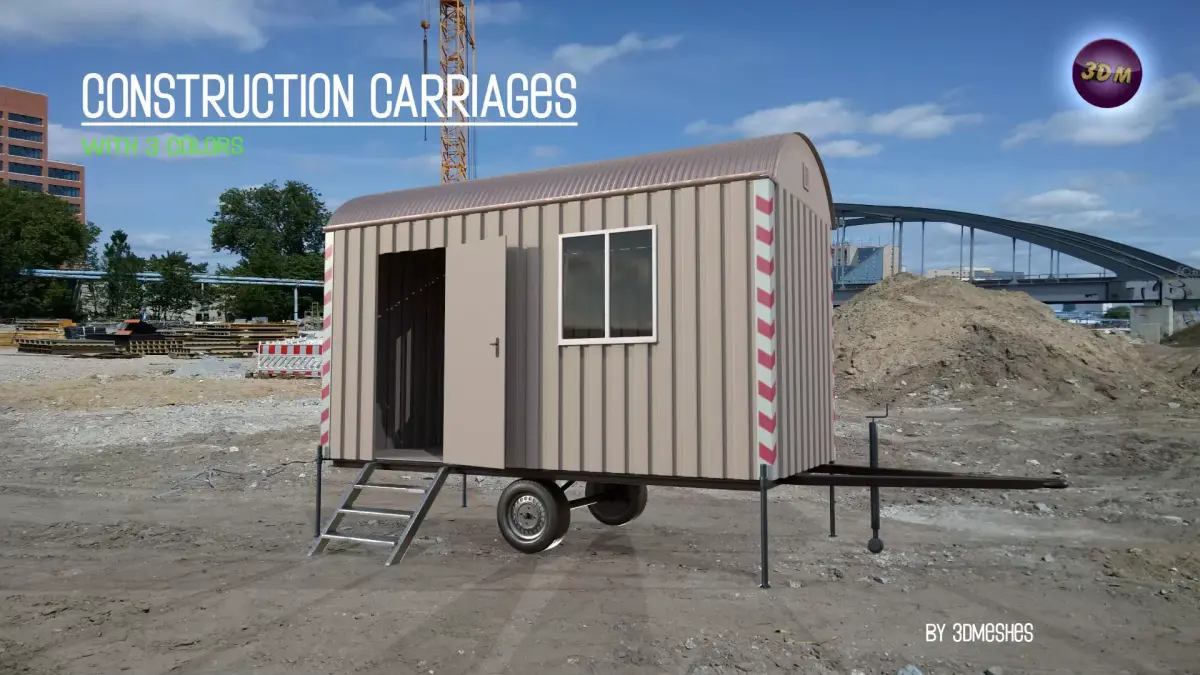 Construction Carriages 2  Low-poly 3D model