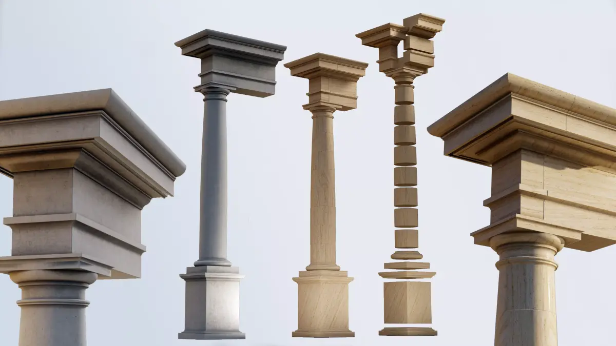 Tuscan column with pedestal and entablature Tuscan Order 3D model